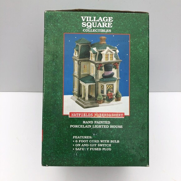 VILLAGE SQUARE COLLECTIBLES PORCLEAIN LIGHTED HOUSE "HATFIELDS HABERDASHERY" - Picture 15 of 15